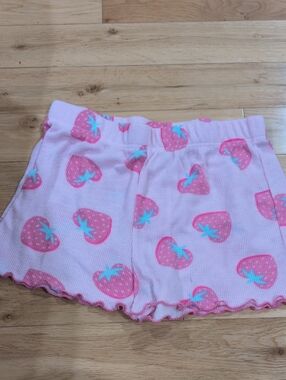 Girls Pink Strawberry Print Shorts - Brand